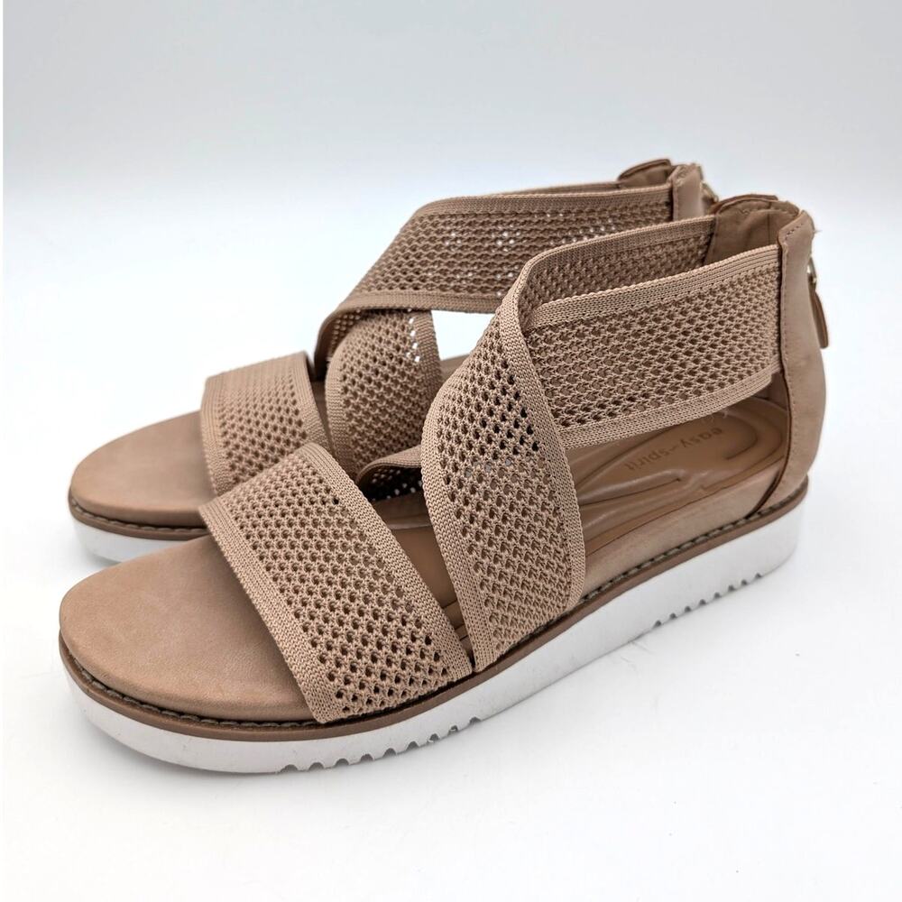Easy Spirit Sewitney2 Knit Platform Sandals Open Toe Natural Size US9.5M EU40